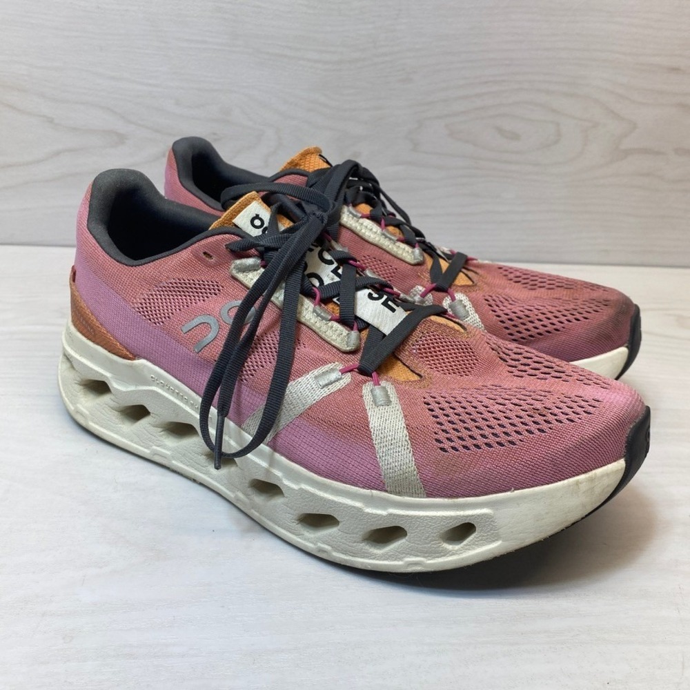 On Women 10.5 Cloudsurfer Running Shoes CloudTec Pink Orange Athletic Sneakers